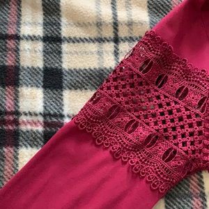 Burgundy satin and lace size 16 shirt